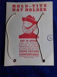 HOLD TITE VINTAGE HAT HOLDER ON CARD MADE IN CANADA HAIR ACCESSORY