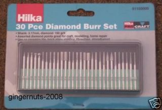 30pc Hilka Micro Diamond Burr Set Fit Dremel Engraver Rotary Tool Bits