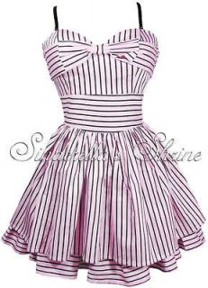 HELL BUNNY ~LaLa~ Baby Pink Sailor Striped Dress 8 16