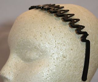 Zigzag spider headband BLACK thick hard plastic hair band separator