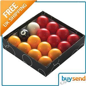 16Pc Pub Style Pool Table Red & Yellow Pool Balls 2 Inch Full Size