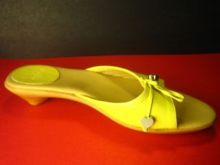 FURLA ITALY Yellow Leather Wood Footbed NEW Slides 7