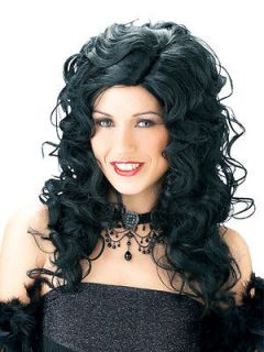 Burlesque Saloon Girl Black Curly Adult Costume Wig