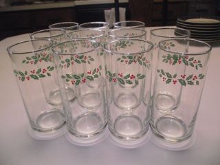 11 Tumblers Drinking GLASS Winter Holly Corelle GLASSES Christmas