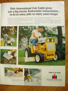 1968 International Harvester Cub Cadet Lawn Tractor Ad Hydrostatic