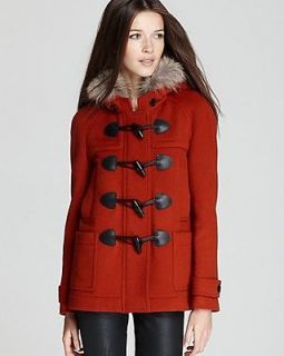 Burberry Brit Yorkdale Duffle Toggle Coat with Fur Hood Size 6 Retail