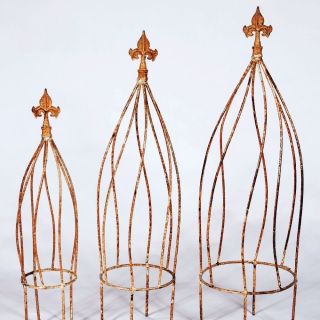 19 Small Wrought Iron Twist Topiary or Obelisk Trellis   Great in a
