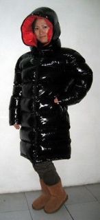 Unisex Shiny Glossy Nylon Puffer Quilted Down Jacket Padded Winter