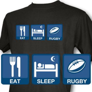 Eat Sleep Rugby Mens Black T Shirt All Blacks Springbok