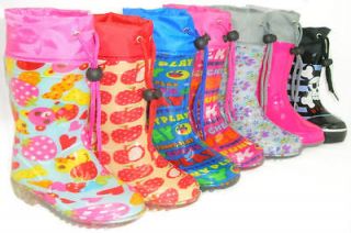 Girls Boys Kids Flat GALOSHES WELLIES RUBBER RAIN Boots YOUTH /TODDLER