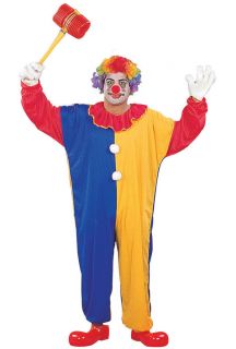 ADULT MENS PLUS SIZE FUNNY CIRCUS CLOWN RAINBOW COSTUME