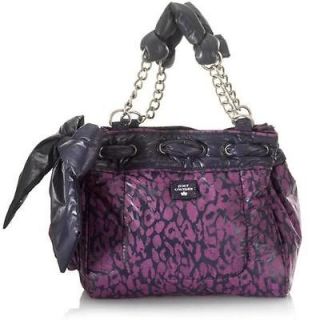 NEW JUICY COUTURE LEOPARD PRINT DAY DREAMER NYLON TOTE PURPLE/ NAVY