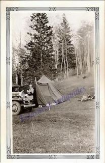 1932 Chevrolet Chevy Woman Camping Canvas Tent Camp Fire Photo