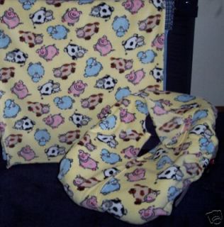 New Infant Car Seat Cover & Fleece Blanket Cute Cows
