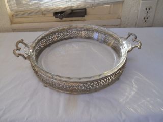 Royal Rochester SILVERPLATE PIE SERVING TRAY & GLASS PYREX PLATE Dish