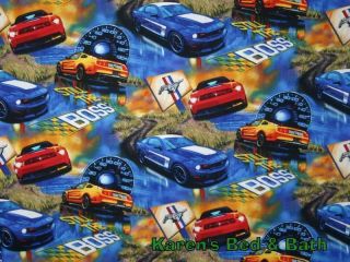 Ford Sports Mustang Boss Blue Yellow Red Cars Teens Curtain Valance