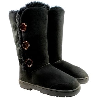 WOMENS TRIPLET BUTTON FUR LINED WATERPROOF WINTER SNOW BOOTS 4 COLOURS