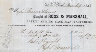 1863 Ross & Marshall Patent Sewing Case Manufacturers, New York