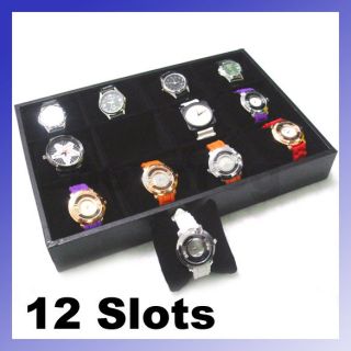Black 12 Grid Aluminium Watch Display Storage Case Box Jewelry Square