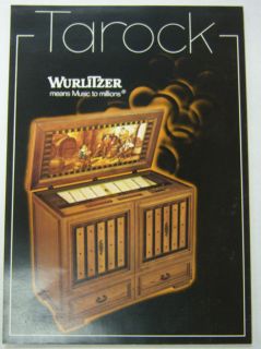 Vintage 1970s Jukebox Advertising Brochure Tarock By Wurlitzer 052412R