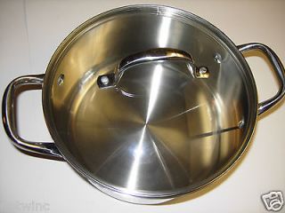 Wolfgang Puck 5 Quart Dutch Oven Pot Stainless Steel w/Tempered Glass