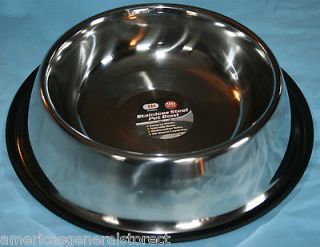 STAINLESS STEEL PET BOWL dog cat food water dish non slip base metal