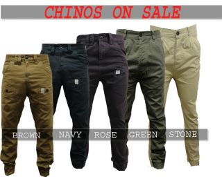 NEW MENS BELL FIELD CARROT FIT CUFFED CHINO JEANS SALE