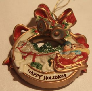 Fitz & Floyd Happy Holidays Christmas Holiday Happenings Ornament NEW