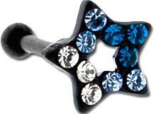 BLACK & BLUE SUPER STAR ~ Tragus Helix Cartilage Piercing Earring Stud