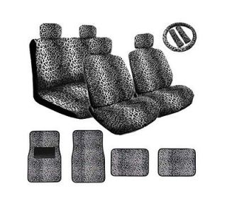 LOW BACK/SOLID BENCH CAR SEAT COVERS 16PCS SNOW LEOPARD FOR VAN,SUV