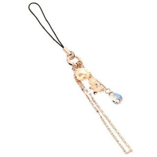 Pearl Pear Rhinestone 18K Rose Gold Plated Cell Phone Dangle Pendant
