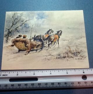 C295  Vintage Hallmark Xmas Greeting Card Pretty Horse Drawn Sleigh