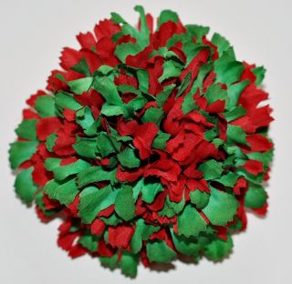 Red & Green Christmas Carnation Silk Flower Hair Clip Wedding
