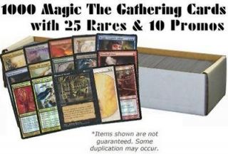1000 Magic the Gathering Cards with 25 Rares & 10 Promos (MTG) NM Lot