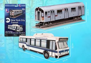 DARON MTA NEW YORK CITY TRANSIT SUBWAY CAR AND BUS 3D PUZZLE SET NEW