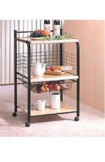 Black Microwave Cart with Two Shelves & Wheels