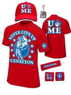 John Cena Kids Red Costume Hat Pendant T shirt Wristbands Boys