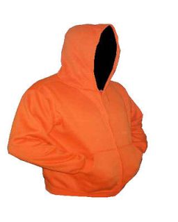 Solid Blaze Orange Zippered Hooded Sweatshirt Deer Hunting Jacket