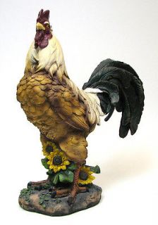 Large Colorful ROOSTER Figurine Resin 15 Tall FARM Country Home