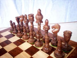 of Love Wooden Handcarverd Chess Set, 32 Handcarved Chess Pieces