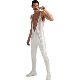 Freddy Mercury Queen Silver Sequin Jumpsuit Adult Costume Large *New*