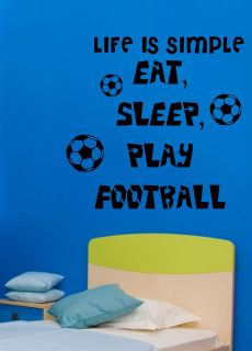 Eat, Sleep, Play Football Wall Art Stickers,Giant ,Childrens Bedroom