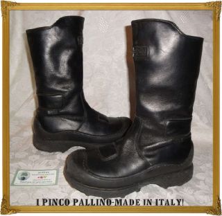 PINCO PALLINO*1950*I TALIAN LEATHER BOOTS*BLACK COMBAT*34*UK 3*US 4