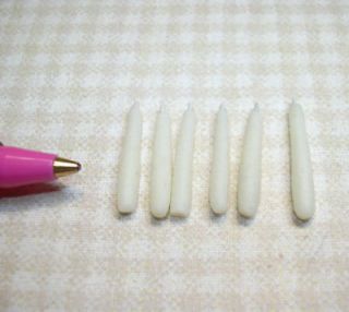 Miniature Off White Taper Candles (6), Short DOLLHOUSE Miniatures 1
