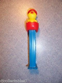 PEZ Dispenser Candy Holder Chick Hat Egg Red With Feet Old Blue