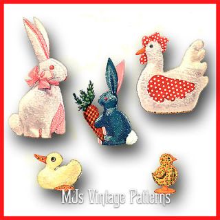 Vintage 1930s Bunny, Chicken, Chick, Duck Stuffed Animal Toy Pattern