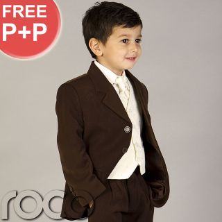 NEW 2012 Boys 4 Piece Brown Vest Suit Tie Ivory Shirt Size 4 5 6 7 8