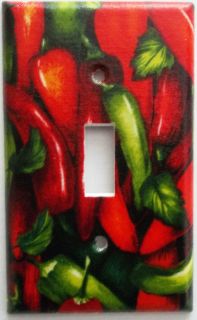 Chili Pepper Red Green Kitchen Wall Decor Light Switch Outlet Plate