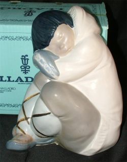 Lladro HUGE Gres Figurine Sleeping ESKIMO BOY Child 2007 MINT IN BOX