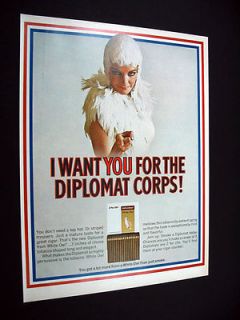 White Owl Diplomat Cigars cigar box 1967 print Ad
